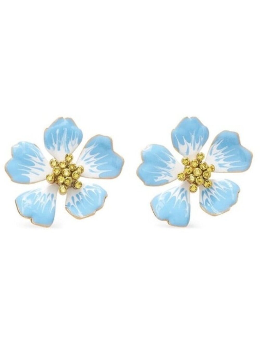 Oscar de la Renta Small Hand Painted Flower Earrings